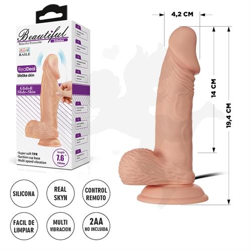 Dildo con vibracion y sopapa de textura pellizcable